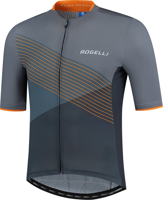 Foto: Rogelli spike fietsshirt korte mouwen heren grijs oranje maat xl