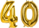 40 Jaar Folie Ballonnen Goud - Happy Birthday - Foil Balloon - Versiering - Verjaardag - Man / Vrouw - Feest - Inclusief Opblaas Stokje & Clip - XL - 82 cm