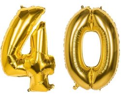 40 Jaar Folie Ballonnen Goud - Happy Birthday - Foil Balloon - Versiering - Verjaardag - Man / Vrouw - Feest - Inclusief Opblaas Stokje & Clip - XL - 82 cm