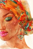 Poster aquarel van een vrouw met hoofddoek