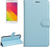 Voor OPPO A59 Litchi Texture horizontale flip lederen tas met houder & kaartsleuven & portemonnee (blauw)