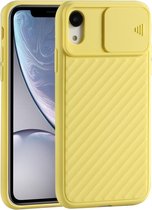 Voor iPhone X & XS Schuifcamera Cover Design Twill Anti-Slip TPU Case (Geel)