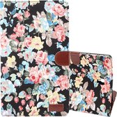 Dibase Flower Pattern Horizontal Flip PU Leather Case voor Galaxy Tab S4 10.5 / T830, met houder en kaartsleuf (zwart)