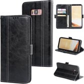 Voor Galaxy S8 + Retro textuur Contrastkleur Splicing Horizontaal Flip TPU + PU lederen tas met kaartsleuven & houder & portemonnee (zwart)