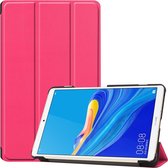 Custer textuur gekleurde tekening horizontale flip PU lederen tas voor Huawei MediaPad M6 8.4 2019, met drievoudige houder en slaap / waakfunctie (roze rood)