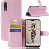 Voor huawei p20 pu + tpu litchi textuur horizontale flip lederen tas met portemonnee en houder en kaartsleuven (roze)