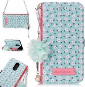 Voor LG K10 (2017) (EU-versie) Daisy Flower Pattern Horizontale Flip Leather Case met houder & kaartsleuven & Pearl Flower Ornament & Chain
