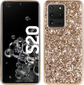 Voor Galaxy S20 Ultra Plating Glittery Powder schokbestendige TPU beschermhoes (goud)