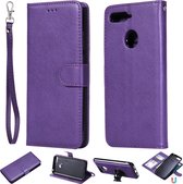 Voor Huawei Y6 (2018) / Honor 7A Effen kleur Horizontaal Flip beschermhoes met houder & kaartsleuven & portemonnee & fotolijst & lanyard (paars)