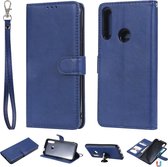 Voor Huawei P Smart Z / Y9 Prime Effen kleur Horizontaal Flip beschermhoes met houder & kaartsleuven & portemonnee & fotolijst & lanyard (blauw)