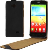 Verticale Flip Leather magnetische gesp Case voor LG L70 / Dual D325 (zwart)