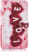 Love Pattern Horizontal Flip Leren Case voor LG V40 ThinQ, met houder & kaartsleuven & portemonnee