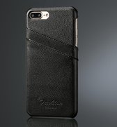 Fierre Shann Litchi Texture lederen tas voor iPhone 8 Plus & 7 Plus, met kaartsleuven (zwart)