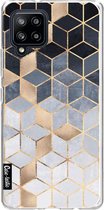 Casetastic Samsung Galaxy A42 (2020) 5G Hoesje - Softcover Hoesje met Design - Soft Blue Gradient Cubes Print