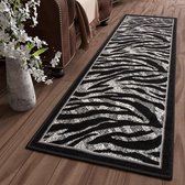 Tapiso Dream Carpet Runner Salon Chambre Zwart Grijs Moderne Zebra Intérieur Design Durable Ambiance Vivante Haute Qualité Taille - 70 x 300 cm