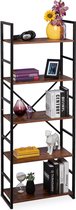 Relaxdays Boekenkast industrieel - met 5 etages - wandrek - open kast - boekenrek
