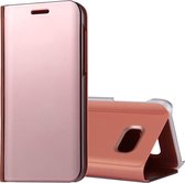 Voor Galaxy A3 (2017) / A320 Galvaniseren Spiegel Horizontaal Flip Leren Case met Houder (Rose Goud)