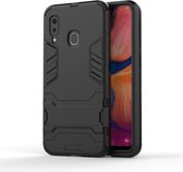 Shockproof PC + TPU Case voor Galaxy A20e, met houder (zwart)