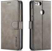 Voor Huawei P smart / Enjoy 7S LC.IMEEKE kalfsleer Horizontale flip lederen tas, met houder & kaartsleuven & portemonnee (grijs)