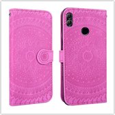 Voor Huawei Y6 2018 Pressed Printing Pattern Horizontal Flip PU Leather Case with Holder & Card Slots & Wallet & & Lanyard (Violet)