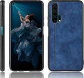 Voor Huawei Honor 20 Pro schokbestendig naaien koe patroon huid PC + PU + TPU Case (blauw)