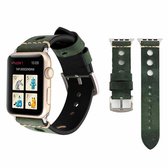 Voor Apple Watch Series 3 & 2 & 1 38mm retro gat lederen polshorloge band (groen)