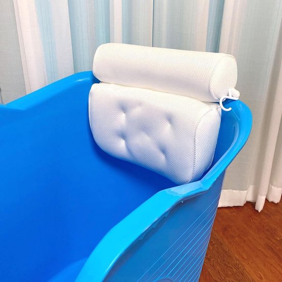 Bath Bucket Blauw Met Hoofdkussen Zitbad & Nekkussen Bath Bucket