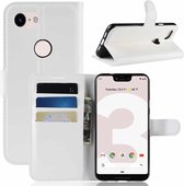 Litchi Texture horizontale flip lederen tas voor Google Pixel 3a XL / Google Pixel 3a XL, met portemonnee en houder en kaartsleuven (wit)