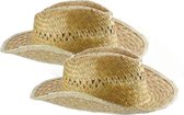2x pièces chapeau de paille de cowboy d'été pour dames et messieurs