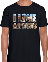 Tekst shirt I love alpacas met dieren foto van een alpaca zwart voor heren - cadeau t-shirt alpacas liefhebber M