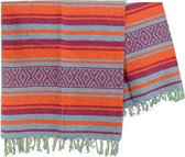 Mexicaanse deken - falsa - gerecycled acryl - 200 x 125 cm - zware kwaliteit - Oranje - MTXZZ0orangeblu