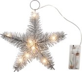 Kerstster -  Met Verlichting - Verlichtte Ster Buiten en Binnnen - 10LED - Ø20cm -  Kerstversiering - Zilver