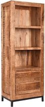 Nancy's Boekenkast Ghent - Kast - Opbergkast - Kasten - Boekenkasten - Mangohout - Rough - 70 x 45 x 185 cm