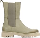 PS Poelman Vrouwen Canvas     Chelsea boots / Laarzen / Damesschoenen P1001 nub - Groen - Maat 40
