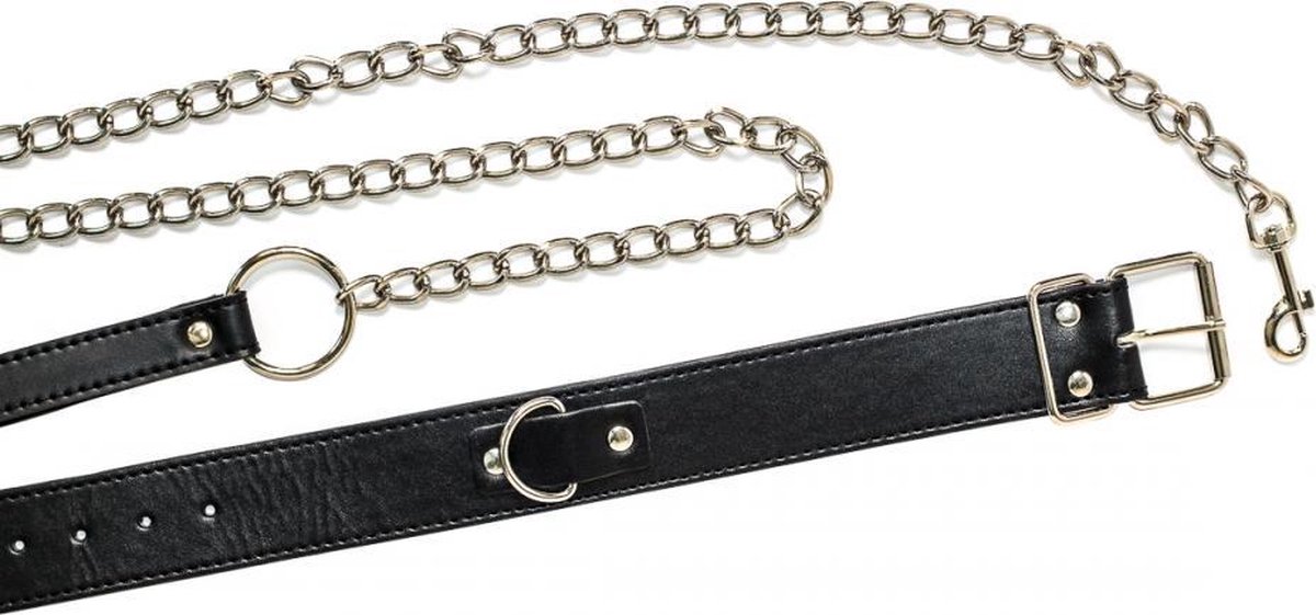 Goedkoopste Verstelbare Halsband Met Ketting Riem - Collar - BDSM - Bondage - Luxe Verpakking - Party Hard - Wild - Zwart