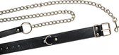 Verstelbare Halsband Met Ketting Riem - Collar - BDSM - Bondage - Luxe Verpakking - Party Hard - Wild - Zwart