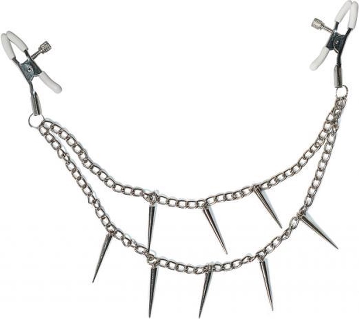 Goedkoopste Tepelklemmen Met Ketting En Stekelpunten - BDSM - Bondage - Luxe Verpakking - Party Hard - Spikey
