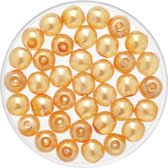 50x stuks sieraden maken Boheemse glaskralen in het transparant goud van 6 mm - Kunststof reigkralen