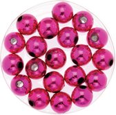 120x stuks sieraden maken glans deco kralen in het roze van 10 mm - Kunststof reigkralen voor armbandjes/kettingen