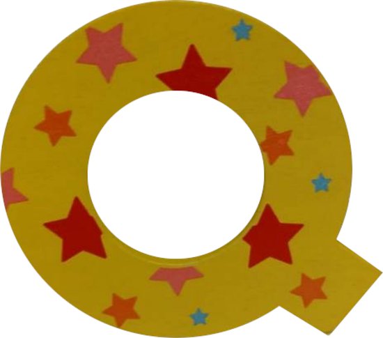 Decoratieletter - Q - Hout - 7cm - Geel