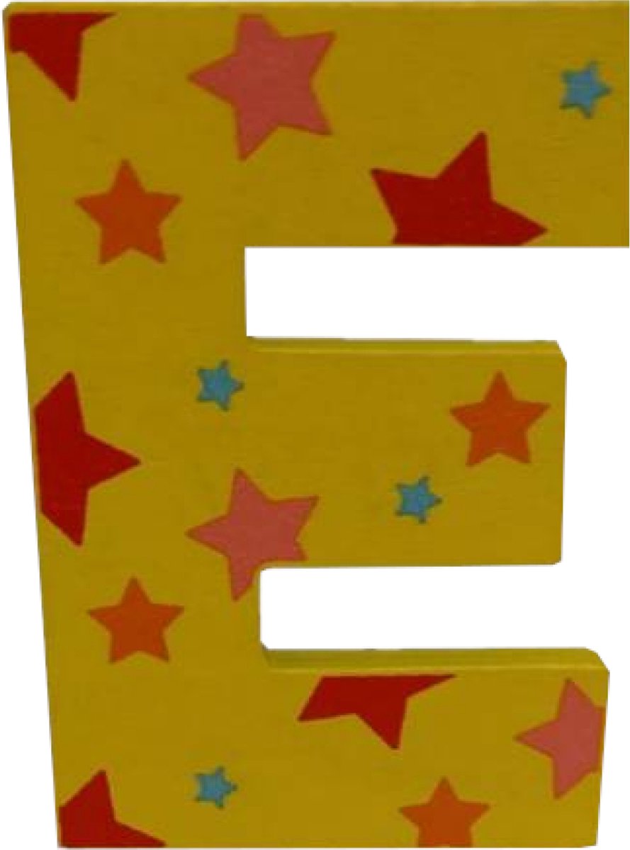 Decoratieletter - E - Hout - 7cm - Geel