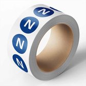 Neutrale geleider sticker op rol, blauw wit 20 mm - 1000 per rol