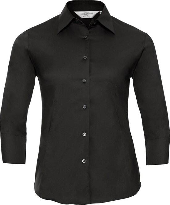 Russell Collectie Dames/Dames 3/4 Mouw Easy Care Gevoelig overhemd (Zwart)