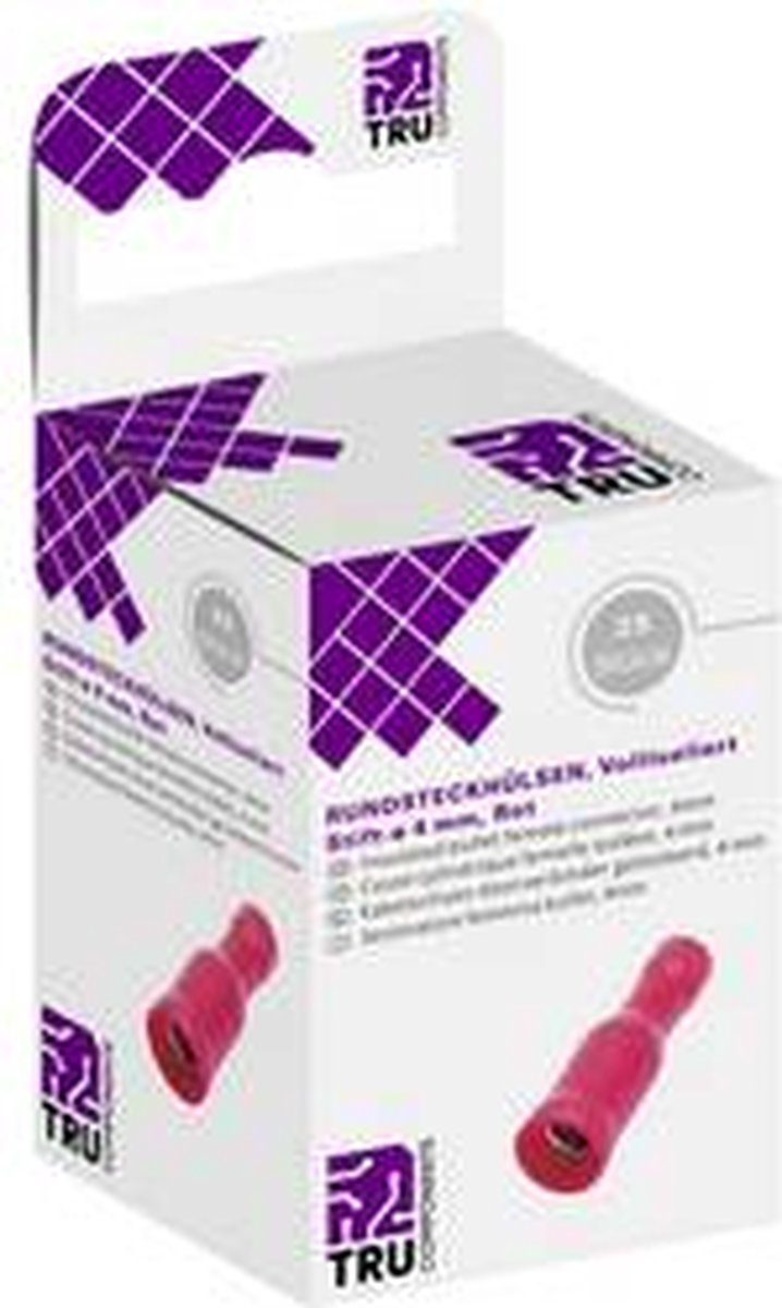 TRU COMPONENTS T1904C048 Kabelschoen, female (rond) 0.50 mm² 1.50 mm² Volledig geïsoleerd Rood 25 stuk(s)