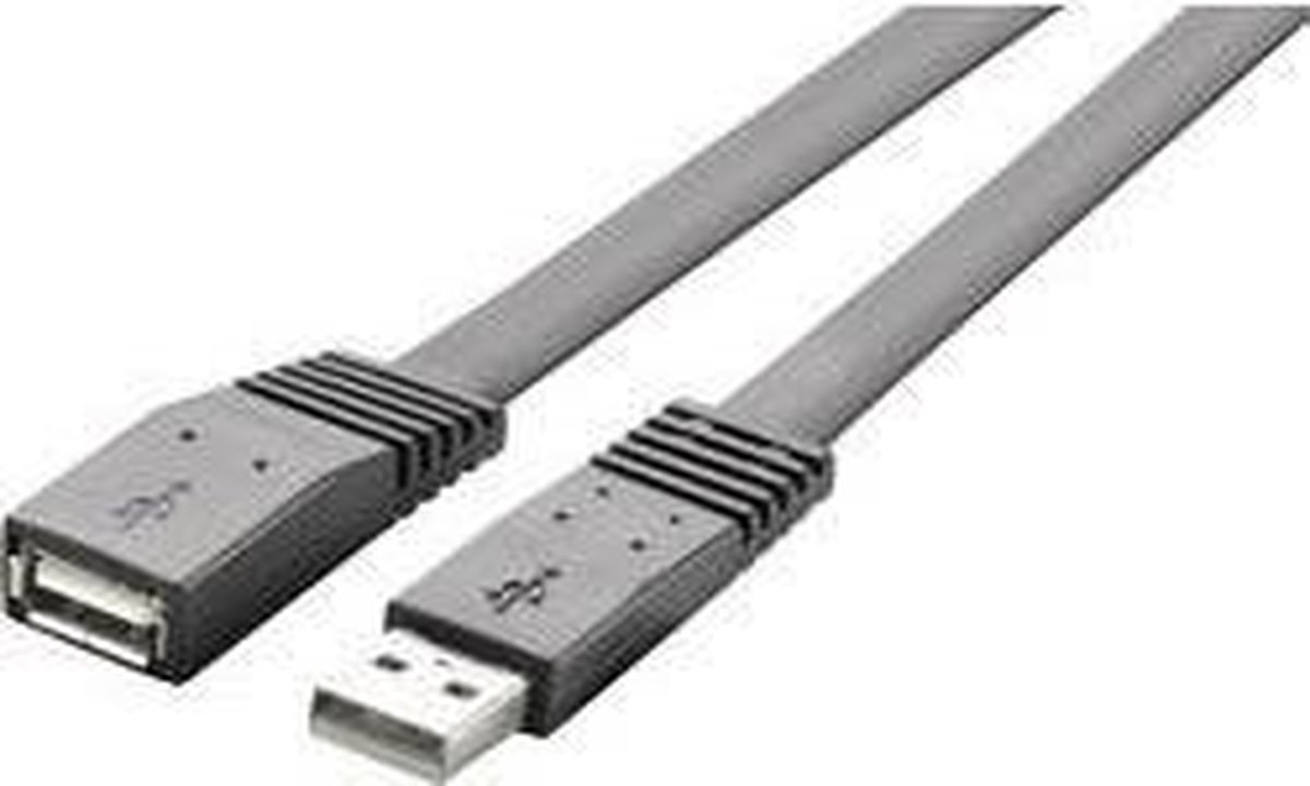 Renkforce USB-kabel USB 2.0 USB-A stekker, USB-A bus 1.00 m Zwart Zeer flexibel RF-4087404