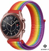 Nylon Smartwatch bandje - Geschikt voor  Samsung Galaxy Watch 3 - 41mm nylon bandje - regenboog - Strap-it Horlogeband / Polsband / Armband