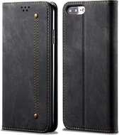 Voor iPhone 6 Plus / 6s Plus Denim Textuur Casual Stijl Horizontale Flip Leren Case met Houder & Kaartsleuven & Portemonnee (Zwart)