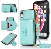 Multifunctionele crossbody-kaarttas TPU + PU-achterklep met houder en kaartsleuf en portemonnee voor iPhone XR (groen)