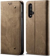 Voor Huawei Honor 20 Denim Textuur Casual Stijl Horizontale Flip Leren Case met Houder & Kaartsleuven & Portemonnee (Khaki)