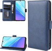 Voor Vivo Y7S / iQOO Neo / Z5 Dubbele gesp Crazy Horse Zakelijke mobiele telefoon Holster met kaarthouder Beugelfunctie (blauw)